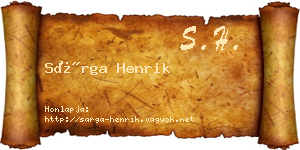 Sárga Henrik névjegykártya